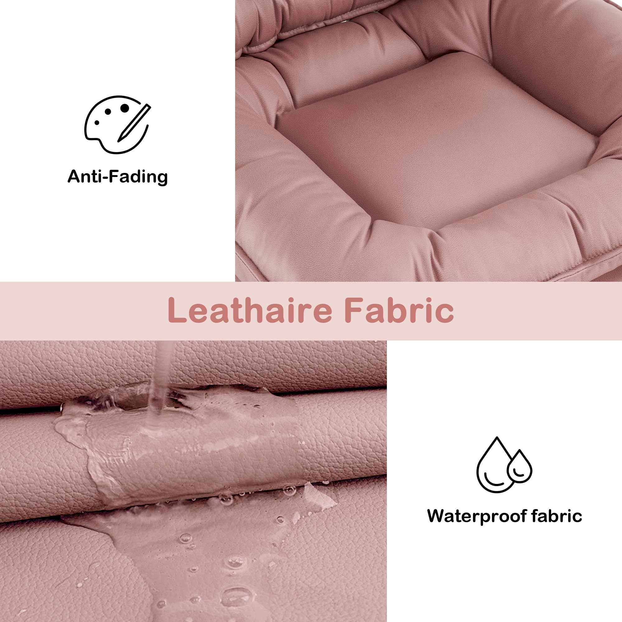 Armless Swivel Accent Chair with Height Adjustment - Pink Tech Cloth Vanity Chair