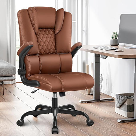 Guessky Executive Office Chair, Big and Tall Office Chair with Foot Rest Reclining Leather