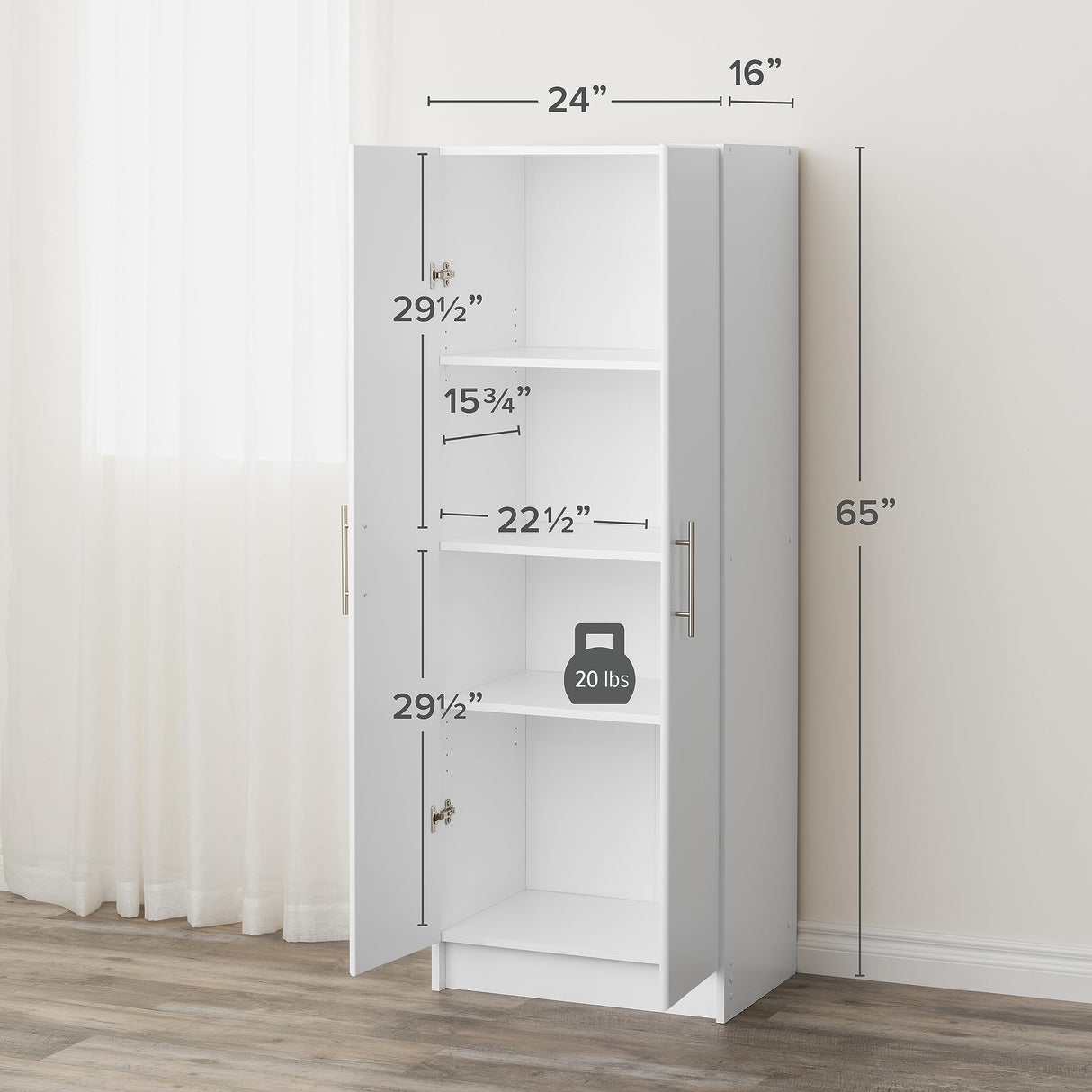 24" Storage Cabinet, White Storage Cabinet, Bathroom Cabinet, Pantry