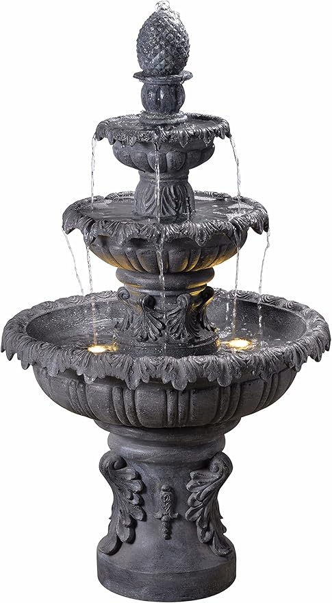 51010ZC Ibiza Outdoor Floor Fountain with Gray Finish, Classic Style