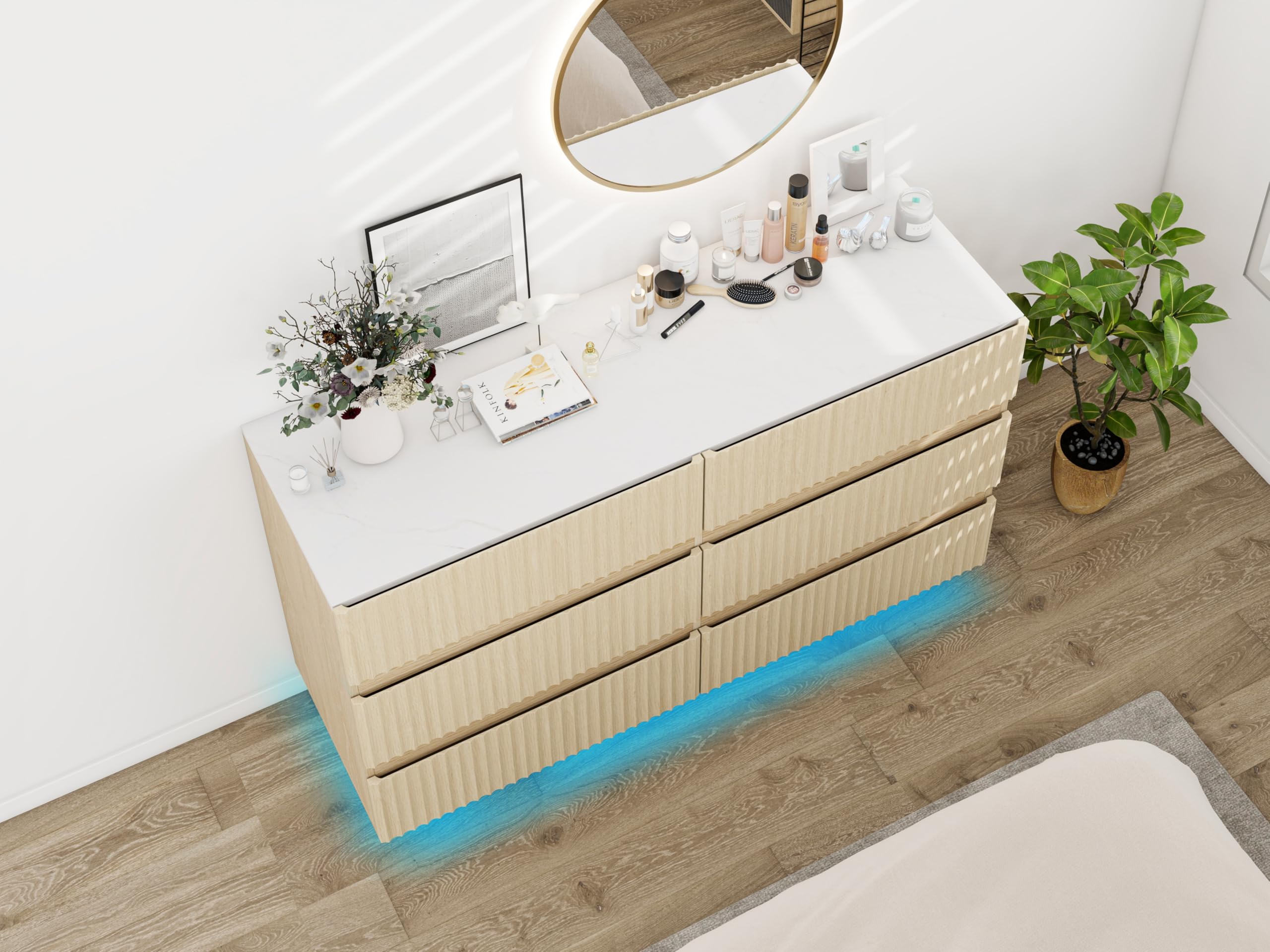 6 Drawers Dresser,Double Dresser Chest of Drawers