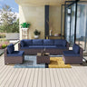 Outdoor Patio Furniture Set 6 Pieces Sectional Rattan Sofa Set Brown PE Rattan Wicker