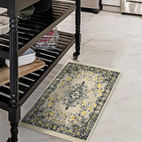 Oriental 5x7 Traditional Medallion Indoor Area Rug Siesta (Black Beige, 5'3" x 7')