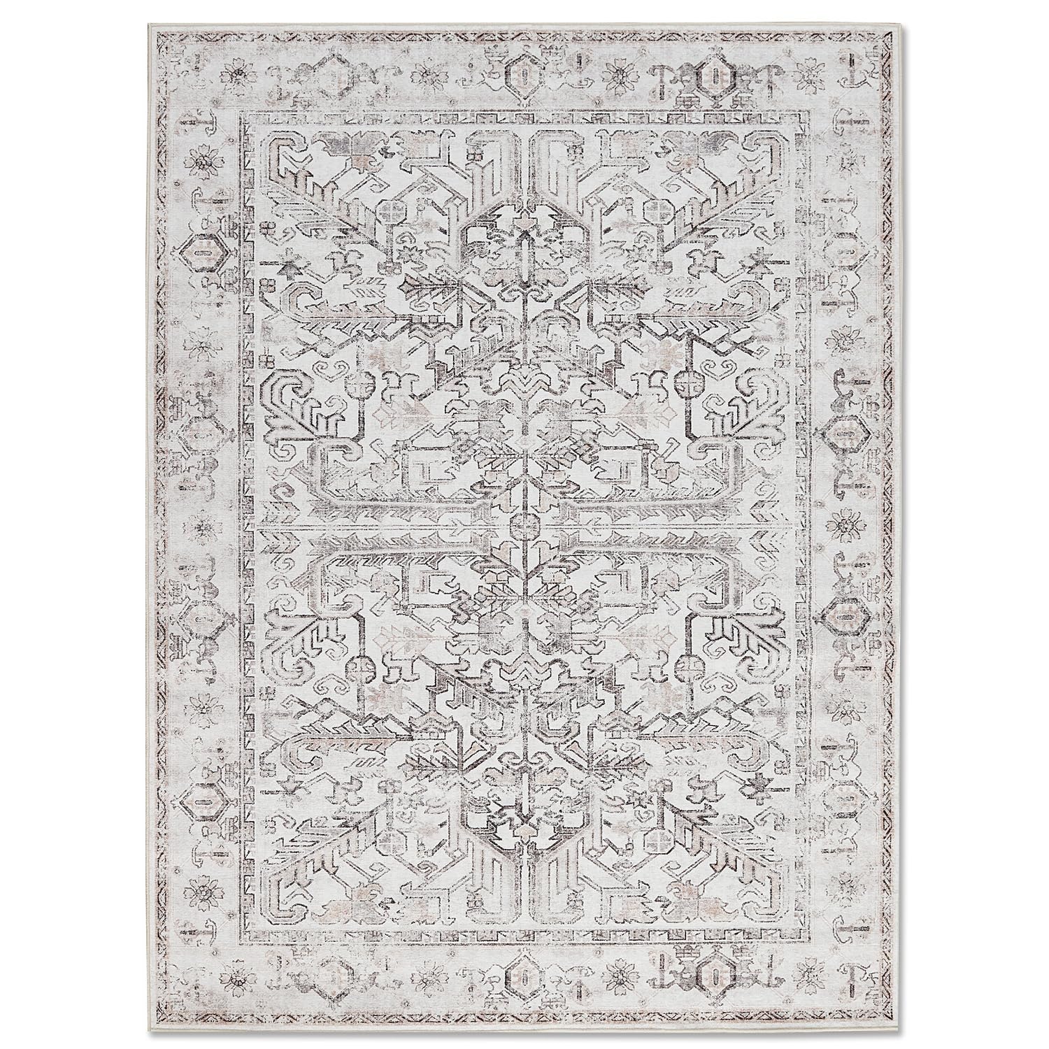 Washable Area Rug 9x12 Low Pile Living Room Rug Stain Resistant Vintage Rug Boho