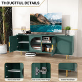 Modern TV Stand for TVs up to 70+ inch, Glass Door Television Console Table