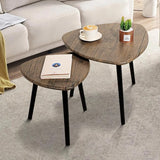 Coffee Table Set of 2 Triangular End Side Tables Modern Industrial Simple Nightstand