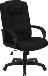 Jessica High Back Black Fabric Executive Swivel Office Chair with Arms