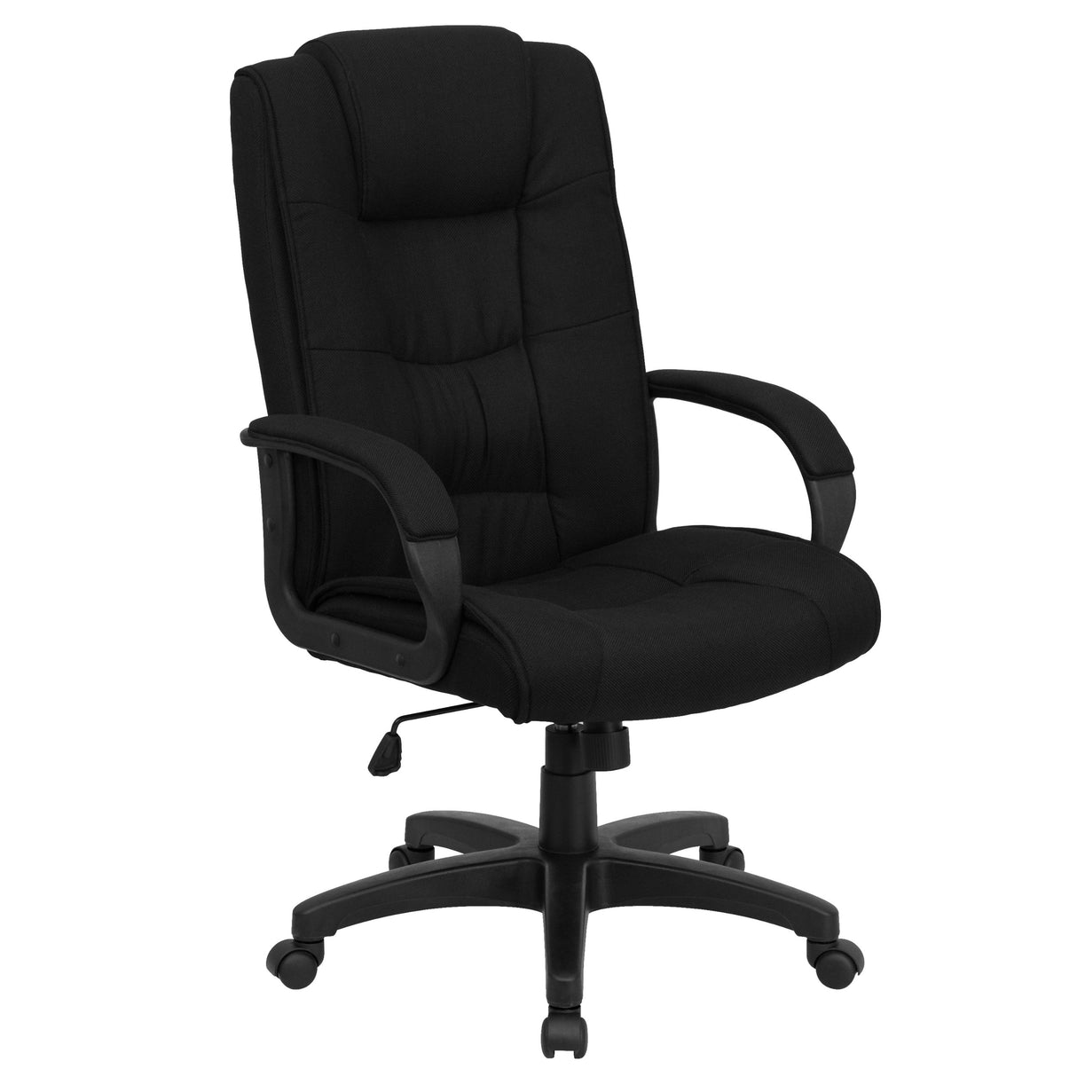 Jessica High Back Black Fabric Executive Swivel Office Chair with Arms