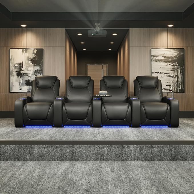 Equinox - Home Theater Seating - Living Room - Top Grain Leather - Power Recline