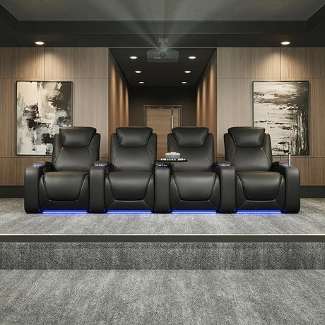 Equinox - Home Theater Seating - Living Room - Top Grain Leather - Power Recline