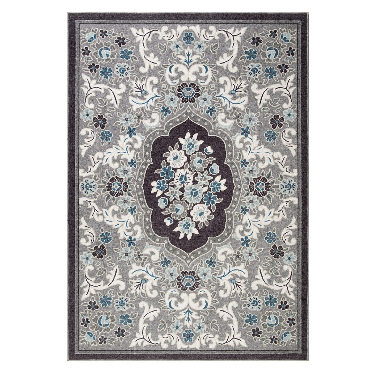 Rugs Alfombras Non-Skid (Non-Slip) 8x10 Rubber Backing Modern Floral Low Profile