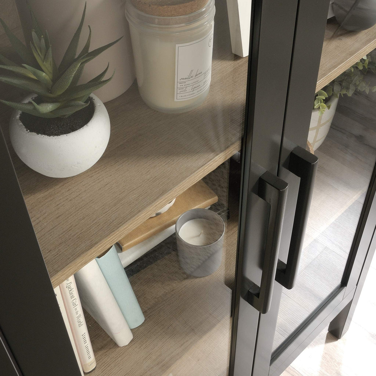 Anda Norr Display Pantry cabinets, L: 31.77" x W: 16.02" x H: 50.2", Slate Gray Finish