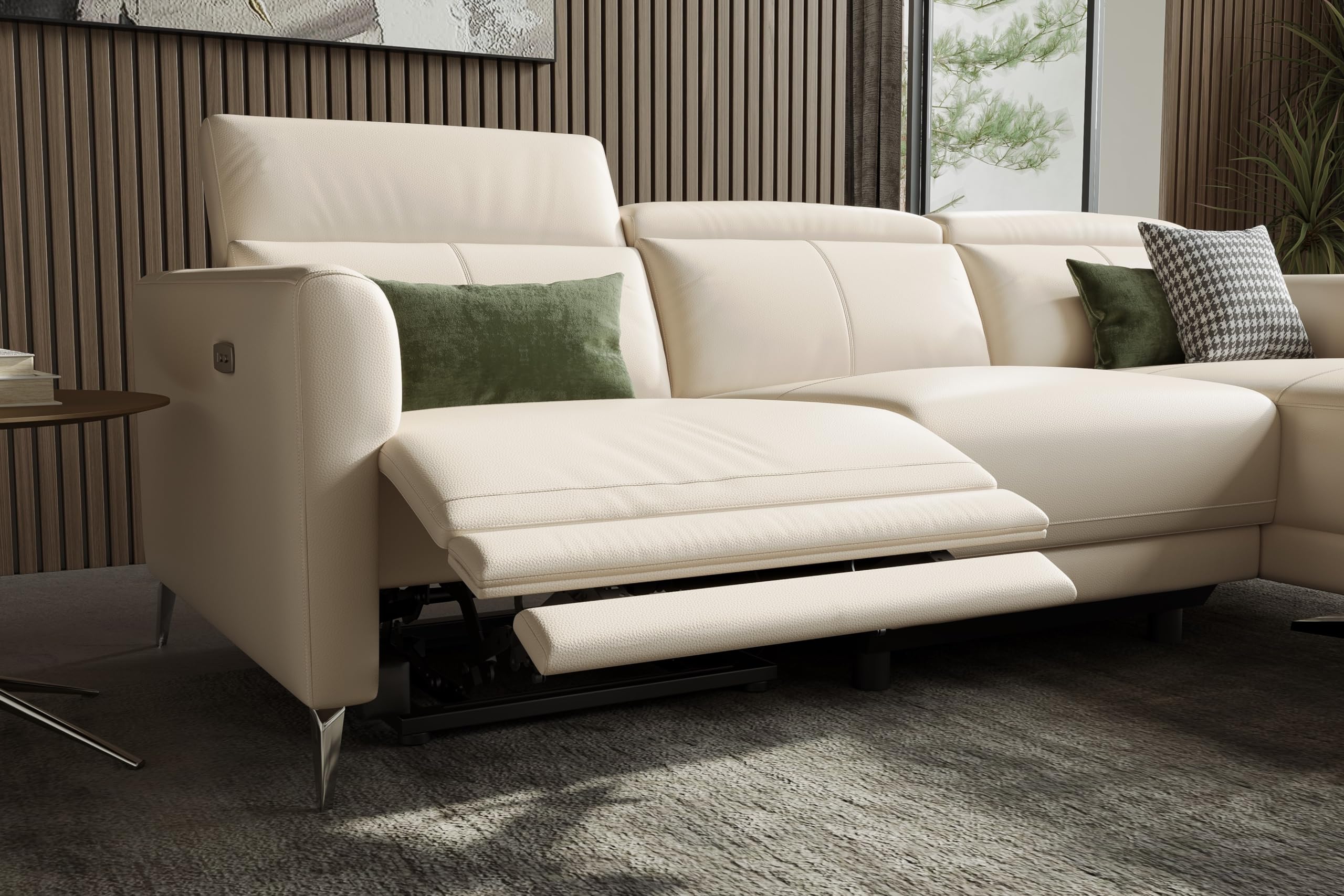 Andria Leather Reclining Sectional Sofa, 3 Seater Couch
