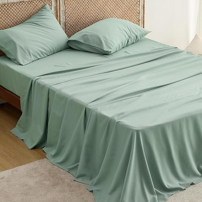 Cooling Sheets for Queen Size Bed Set, Polyester & Rayon Derived from Bamboo,