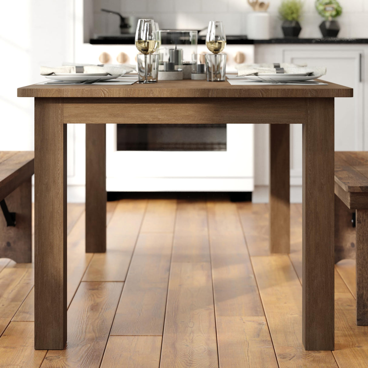 Hercules Series 60" x 38" Rectangular Rustic Solid Pine Restaurant Table