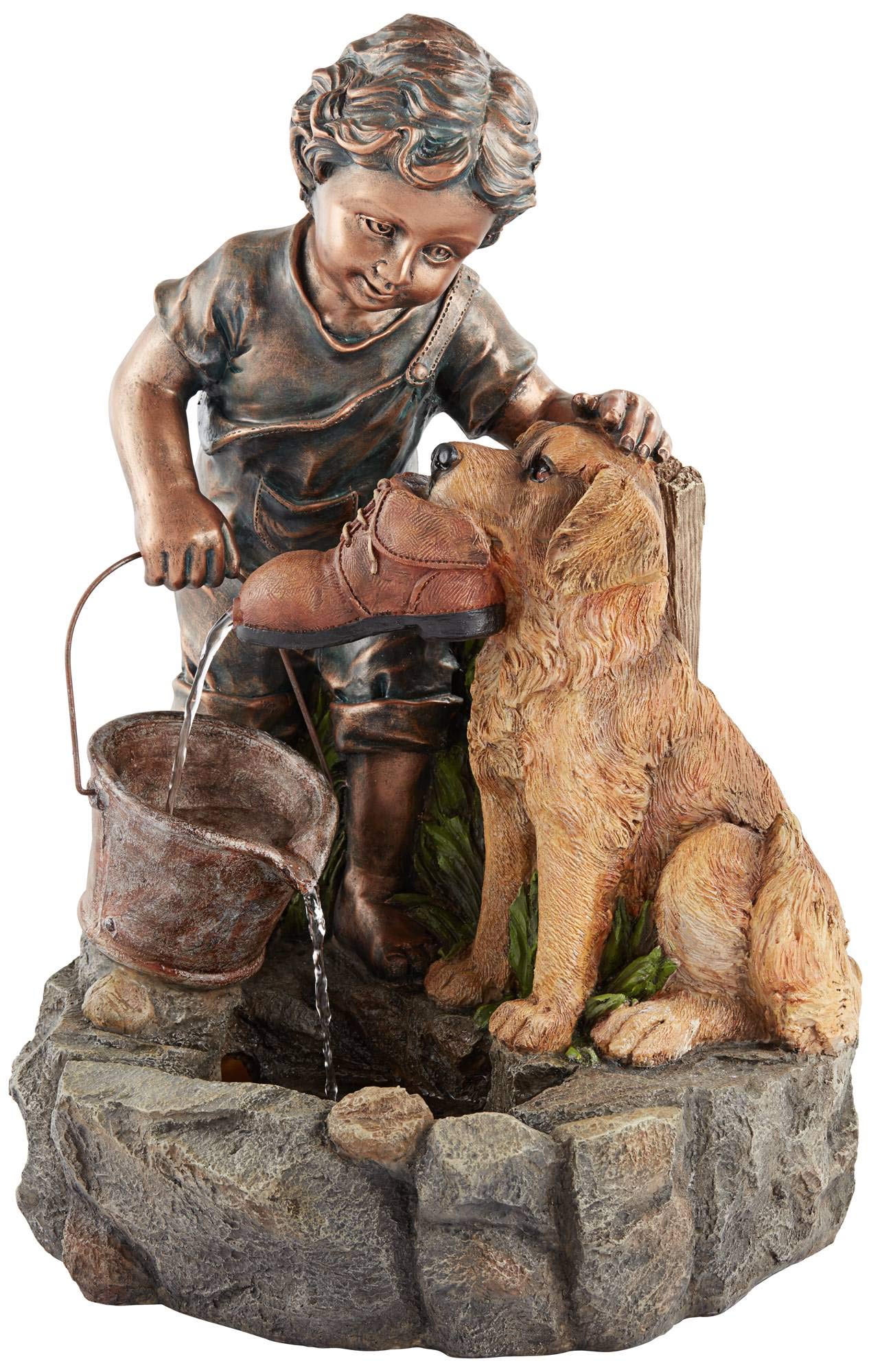Northport Modern Boy Plays with Dog Outdoor Floor Water Fountain 24 3/4" High Modern for Garden Backyard Patio Porch Home Bedroom House Living Room Relaxation Exterior Balcony - John Timberland