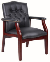 Ivy League Executive Guest Chair, Vinyl, Black