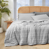 Seersucker Cooling Comforter King Size, Q-Max 0.4 Reversible Lightweight Cooling Blanket,