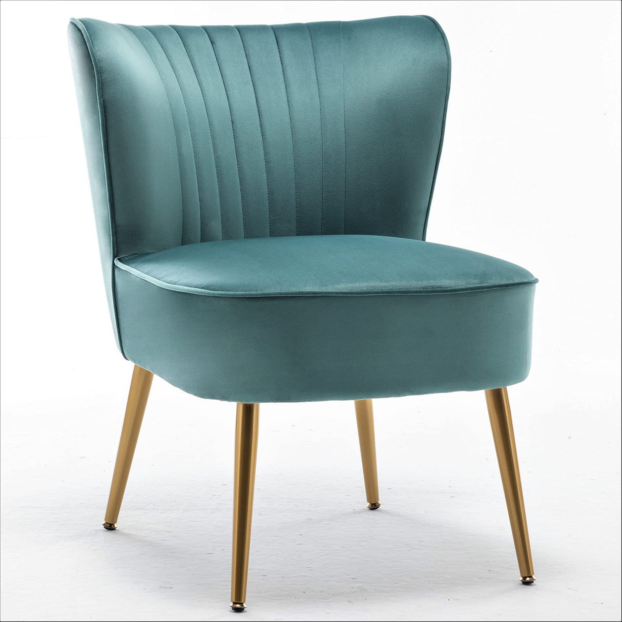 Modern Velvet Accent Chair for Living Room, Bedroom, or Entryway, Stylish and Comfortable Armless Design with Metal Legs, Teal