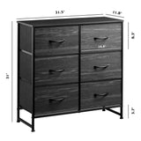 Fabric Dresser for Bedroom, 6 Drawer Double Dresser, Storage Tower