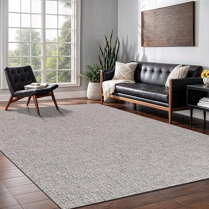 Easy Jute Rug 9x12, Indoor Outdoor Natural Color Farmhouse Area Rugs for Living Room
