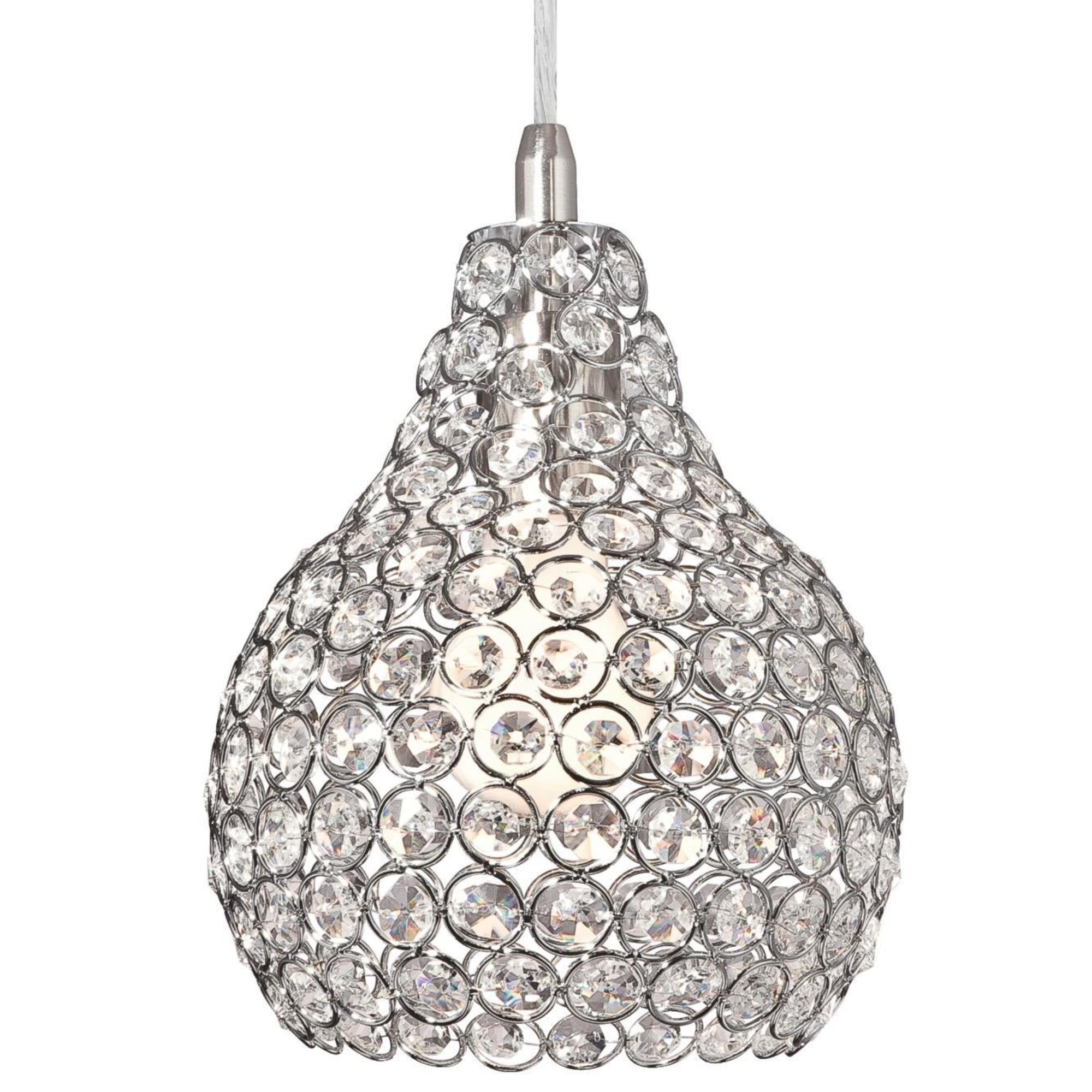 Kelcie One-Light Mini Pendant - Brushed Nickel with Crystal Jewel Shade
