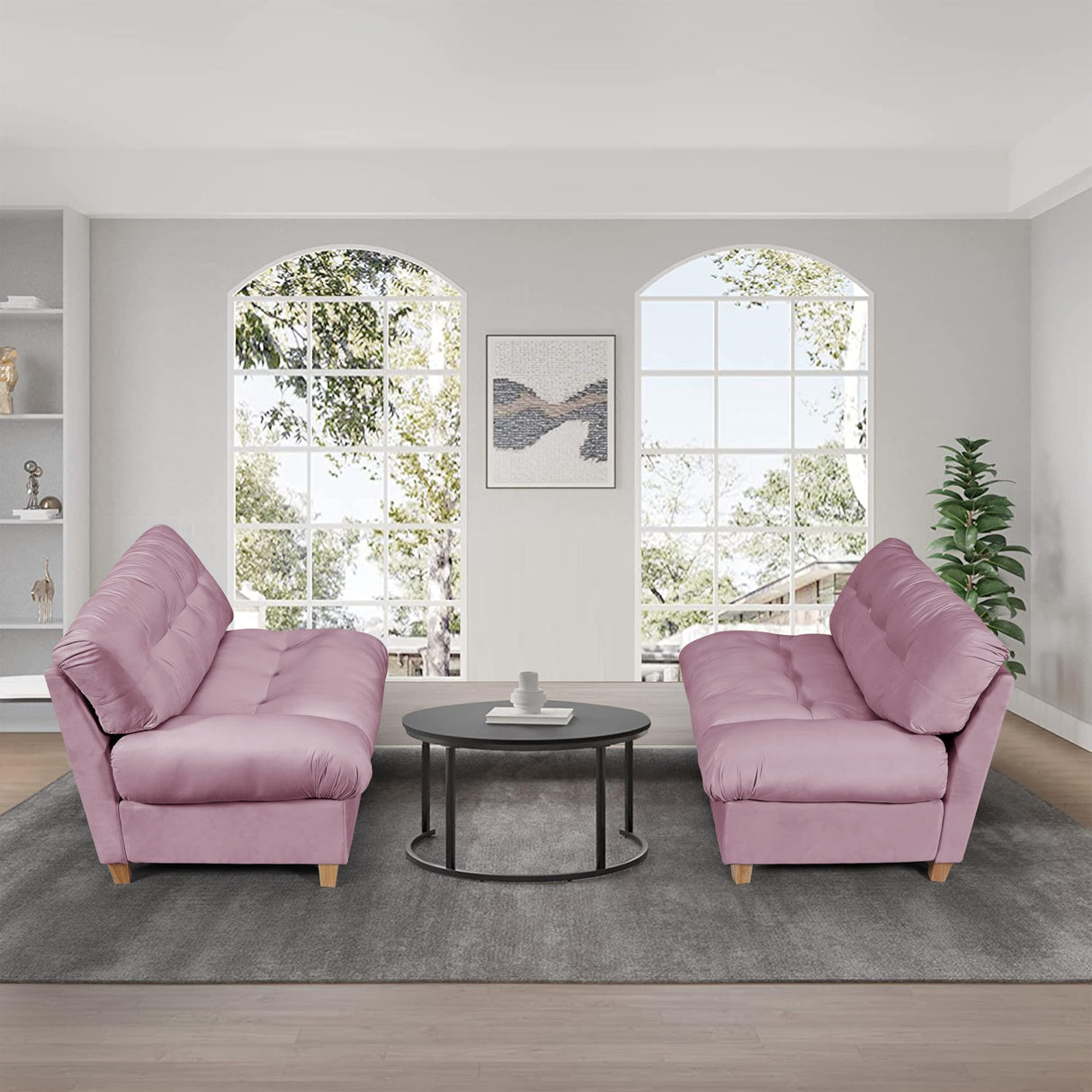 Cloud Separation Sofa, Frosted Velvet Love Seat Sofa with 2 Pillows