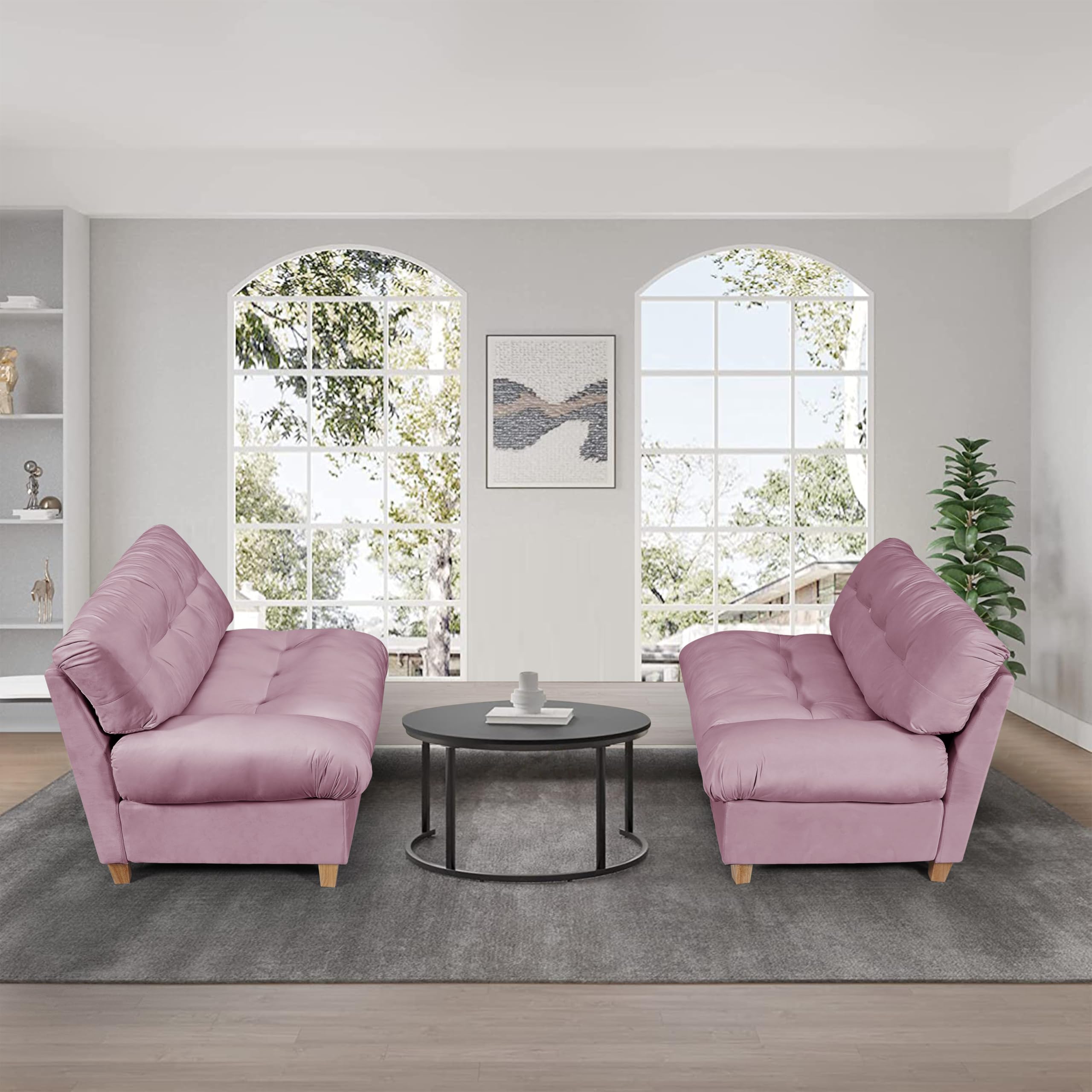 Cloud Separation Sofa, Frosted Velvet Love Seat Sofa with 2 Pillows