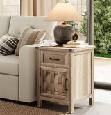 Farmhouse End Table, Side Table with Drawer and Storage Cabinet, Sofa Table