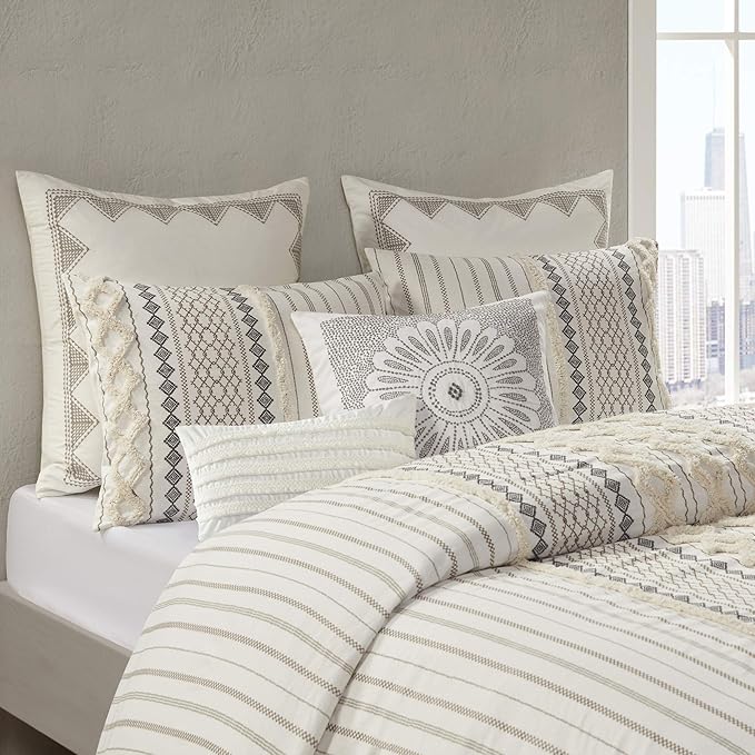 Comforter for King Size Bed, Chenille Tufted, Breathable Cotton Comforter Set King, All