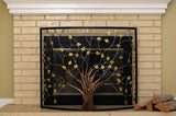 39x33 Fireplace Screen Tree of Life Curved Iron Rustic 1 Panel Fire Door