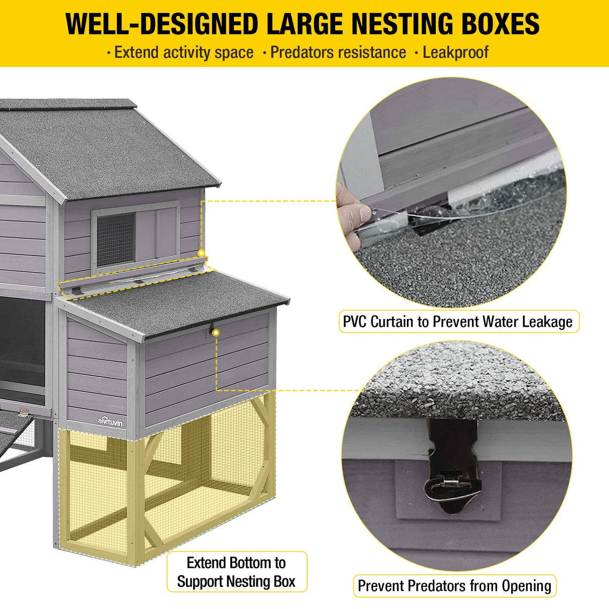 Extra Large 137in Chicken Coop for 8-10 Chickens,Outdoor Wooden Hen House