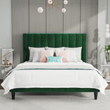 Queen Bed Frame/Velvet Upholstered Platform Bed Frame with Headboard/Strong Wood Slats Support