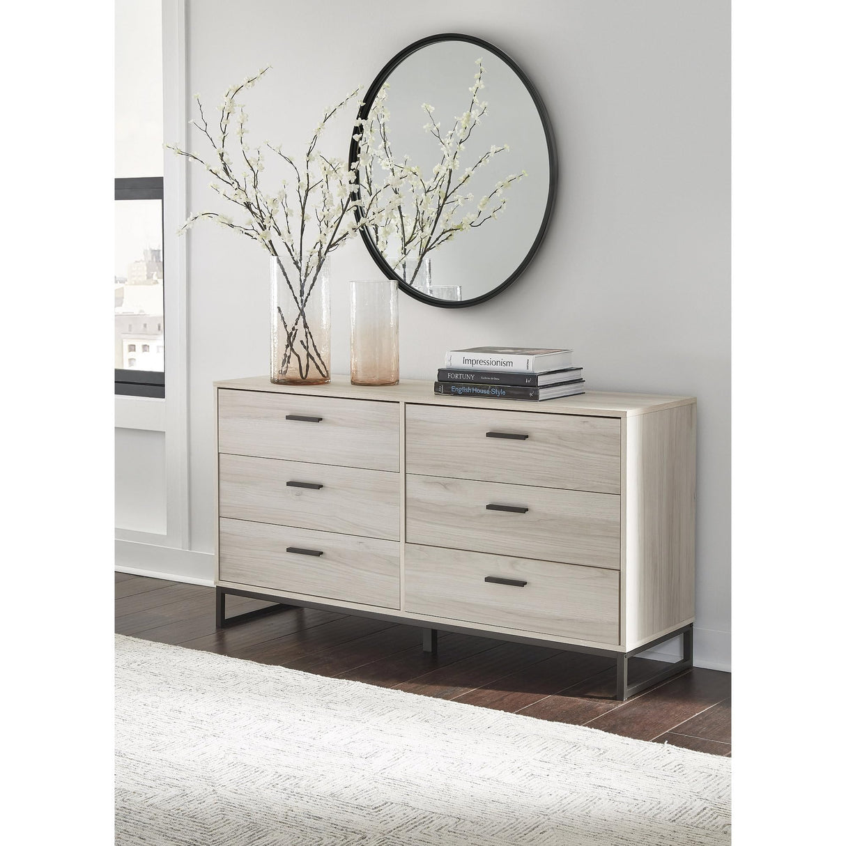 Design by Ashley Socalle 6 Drawer 59" Dresser, Beige