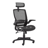 Ergonomic Adjustable High-Back Chair with Comfortable Flip-Up Armrests, Contoured Mesh Seat, Swivel - Black, 25.5"D x 26.25"W x 49.25"H