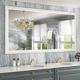 Black Bathroom Mirror, 72x36 Inch Thick Metal Framed Wall Mirrors for Over 2 Sinks,