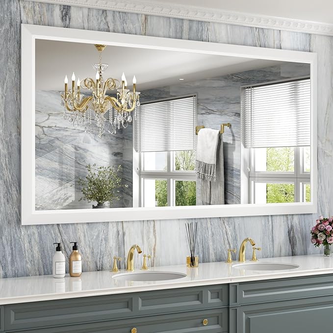 Black Bathroom Mirror, Thick Metal Framed Wall Mirrors