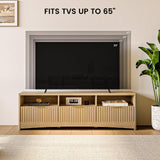 Fluted TV Stand for 50-65" TVs with Drawers and Open Shelf