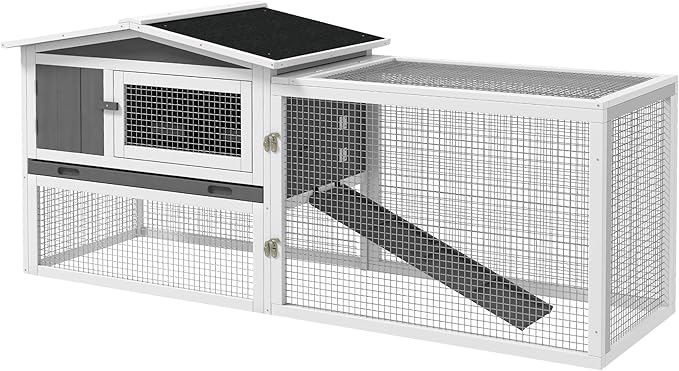 HopHaus Outdoor Rabbit Hutch – Waterproof Wood Cage with Detachable Run