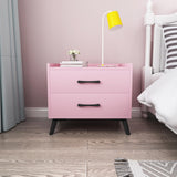 Pink Nightstand with 2 Drawers Besides Table for Bedroom Modern End Table