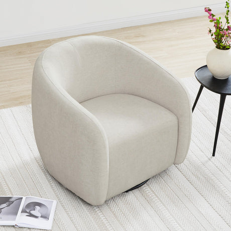 Swivel Accent Chairs for Living Room, Modern Upholstered Arm Chair for Bedroom, Fabric in Cream