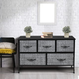 Dresser with 5 Drawers - Storage Chest Organizer Unit with Steel Frame, Wood Top