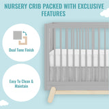 5-in-1 Convertible Crib in Pebble Grey Oak, JPMA & Greenguard