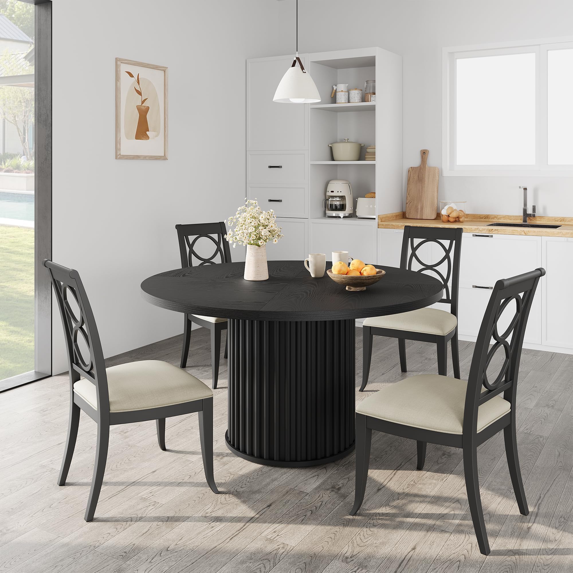 47 Inch Round Dining Table for 4-6 People