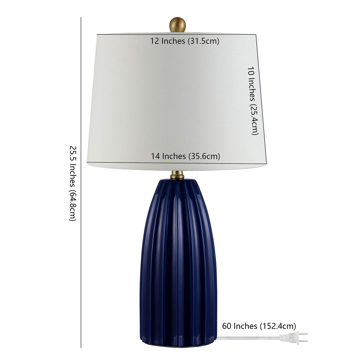 Lighting Collection Kayden Modern Navy Blue Ceramic 26-inch Bedroom