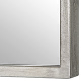 38 Inch Wood Wall Mirror, Moroccan Style, Antique Silver