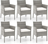 Wicker Patio Chairs Set of 4, Indoor Outdoor PE Rattan Armchairs w/Cane Back