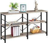 55 Inch Console Table, Industrial Entryway Table with 3-Tier Storage Shelves