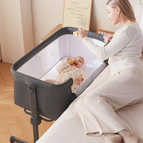 Baby Bassinet, 3 in 1 Bassinets Bedside Sleeper for Newborn, Portable Crib