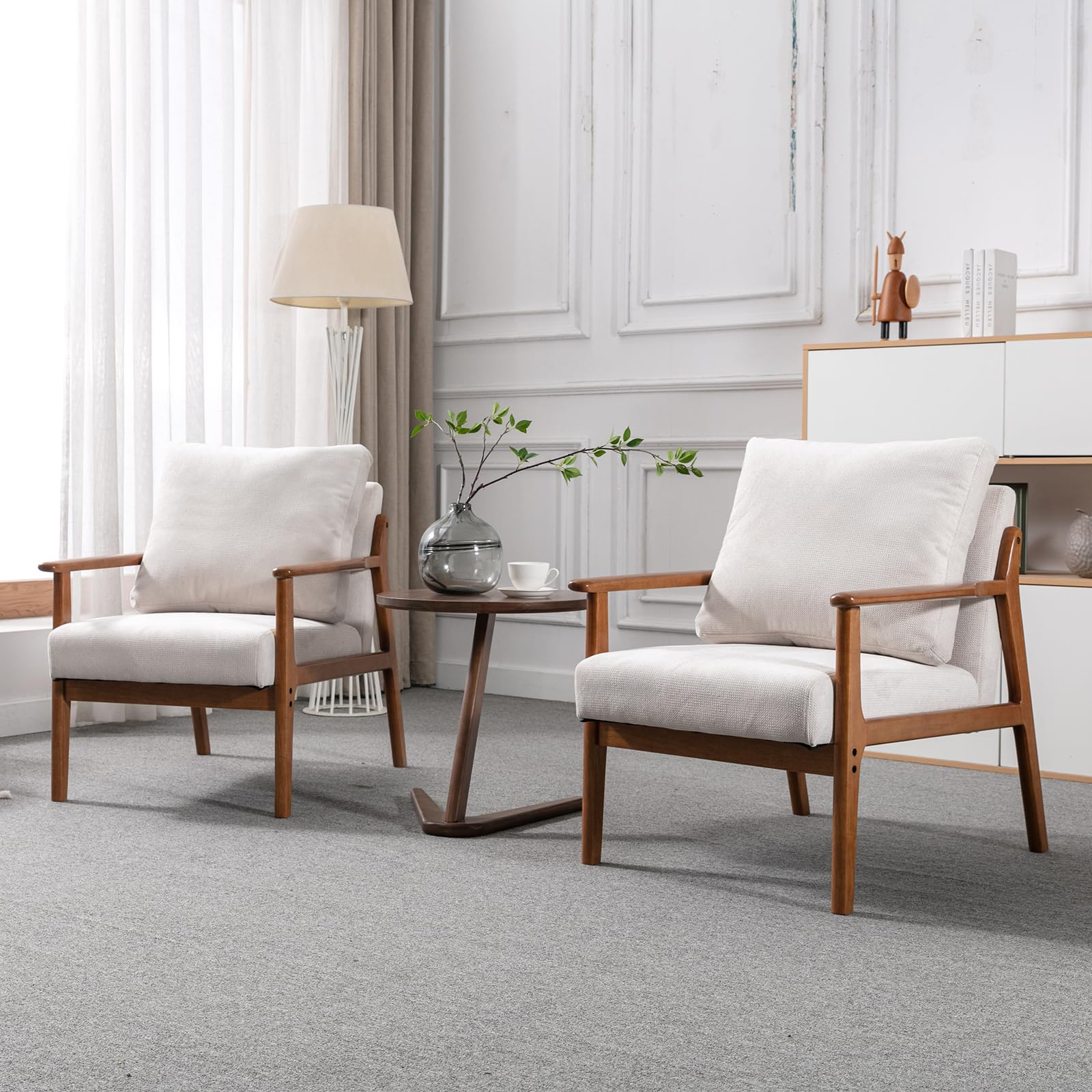 Chairs Set of 2,Modern Accent Chair with Wood Frame,Upholstered Living Room Chairs